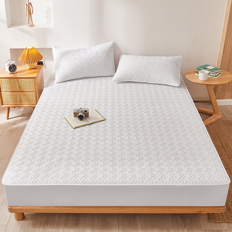 Solid Color Winter Warm Elastic Fitted Sheet Non Slip Mattress Protector Cover