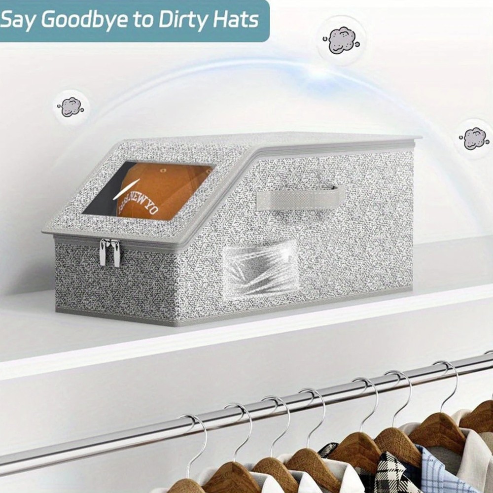 1/2x Stackable Hat Storage Organizer for Baseball Caps 24 Caps Hat Box with Lid