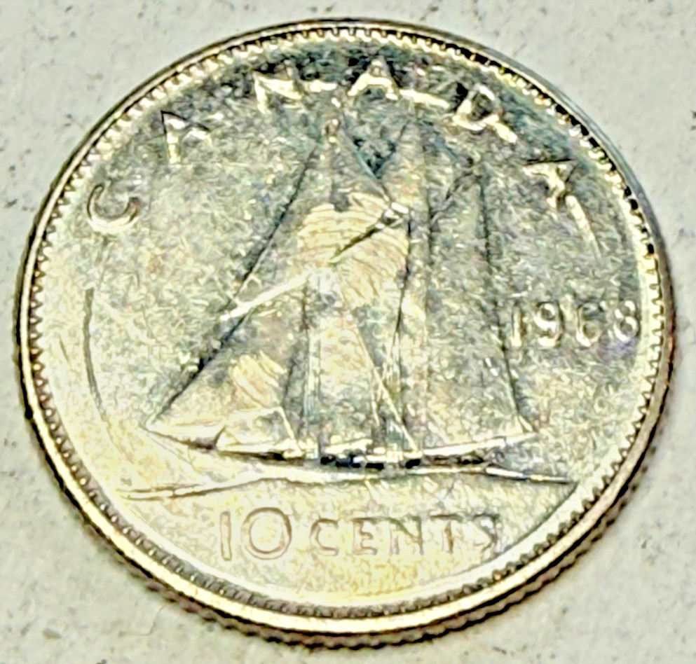 1968 Canada 10 Cents Dime
