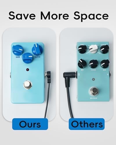 1/3 Pack Guitar Patch Cable Premium 5 Inch Right-Angle 1/4" TS Pedal Board Cable