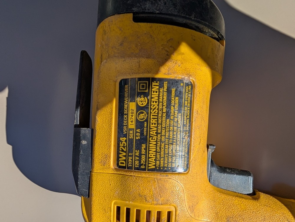 DEWALT VSR Deck Screwdriver DW254 Type 1 Corded