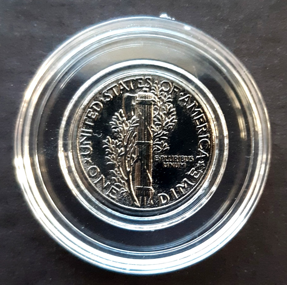 🔥US 1940 Mint BU SILVER MERCURY DIME ~ Clad with Black RUTHENIUM ~ Includes COA