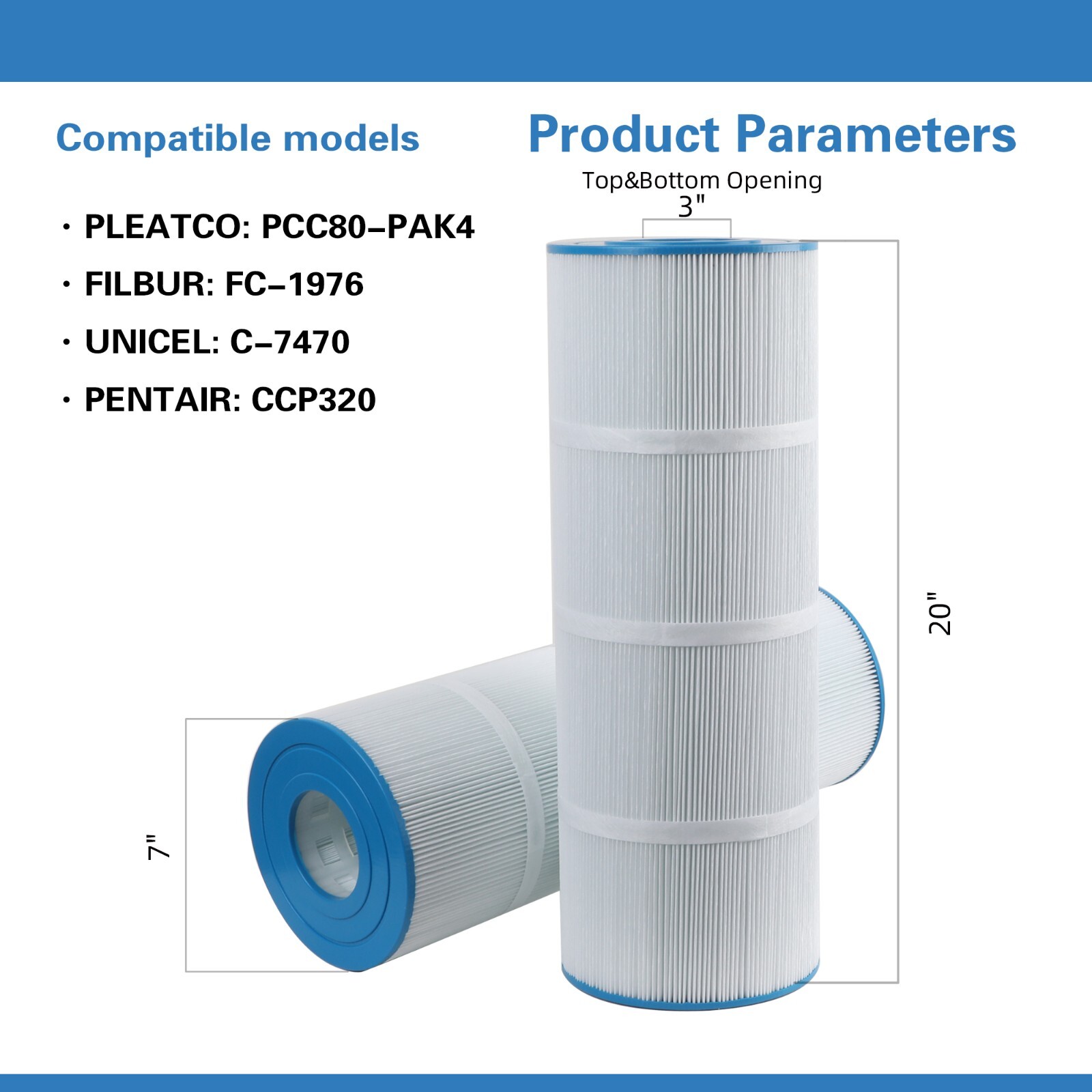 AmiBron C-7470 Pool Filter Replaces Pentair CCP320, PCC80-PAK4, FC-1976, 4pack