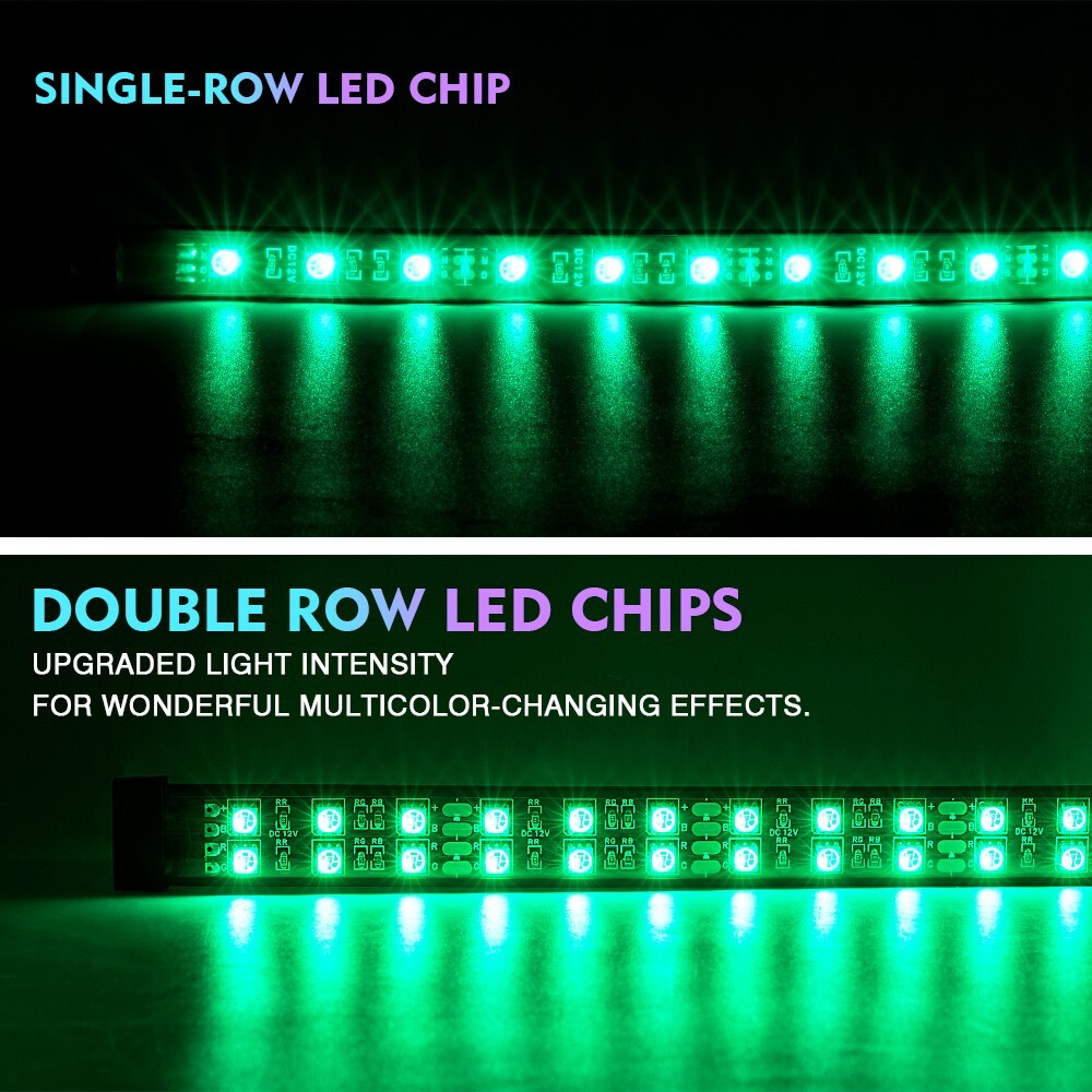 Double Row LED RGB Lights Strip Neon Underglow LED Kit Remote & Bluetooth APP