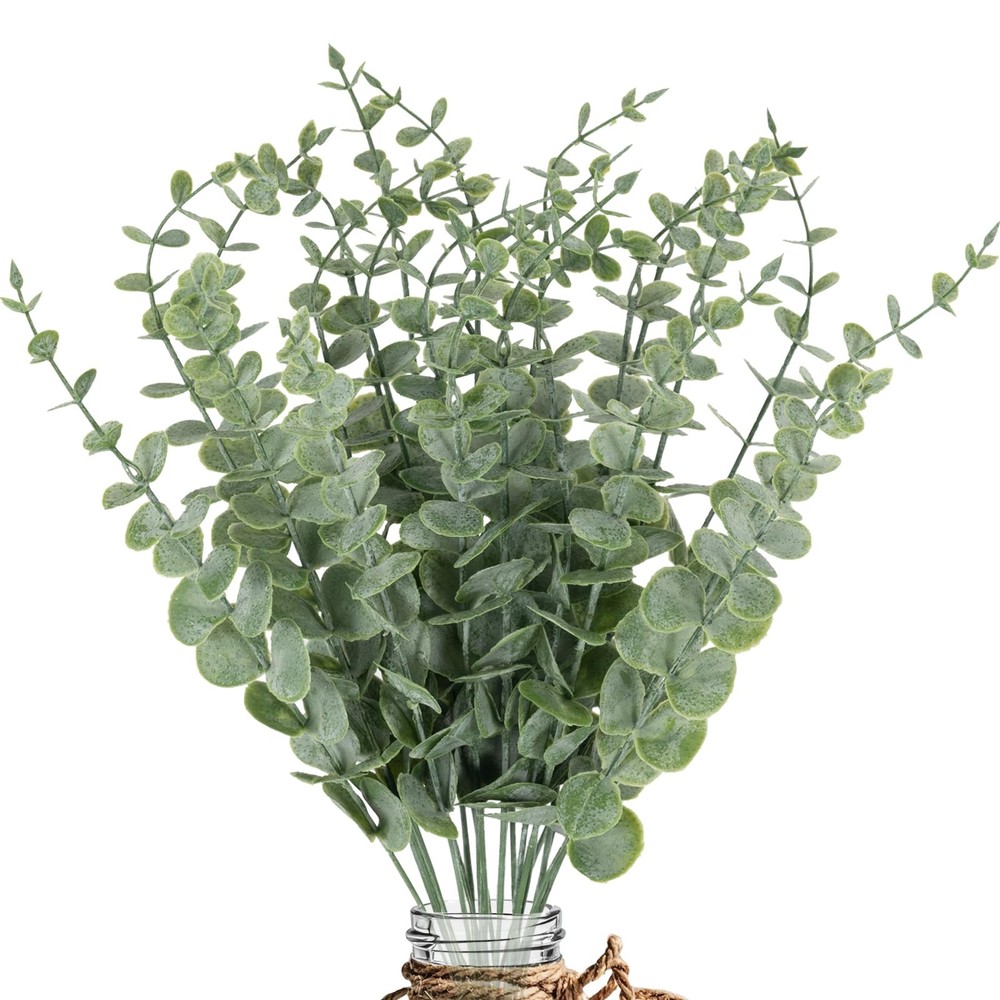 20pcs Eucalyptus Stems Artificial Eucalyptus Leaves Stems Artificial Fake Flo...