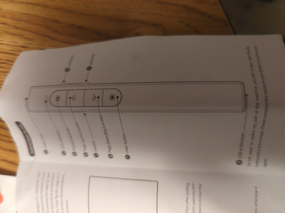 Wireless Presenter Remote with USB Dongle, Clicker, and Laser Pointer