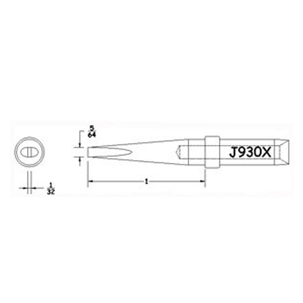 Hexacon J930X Semi Chisel Soldering Tip, 5/64"