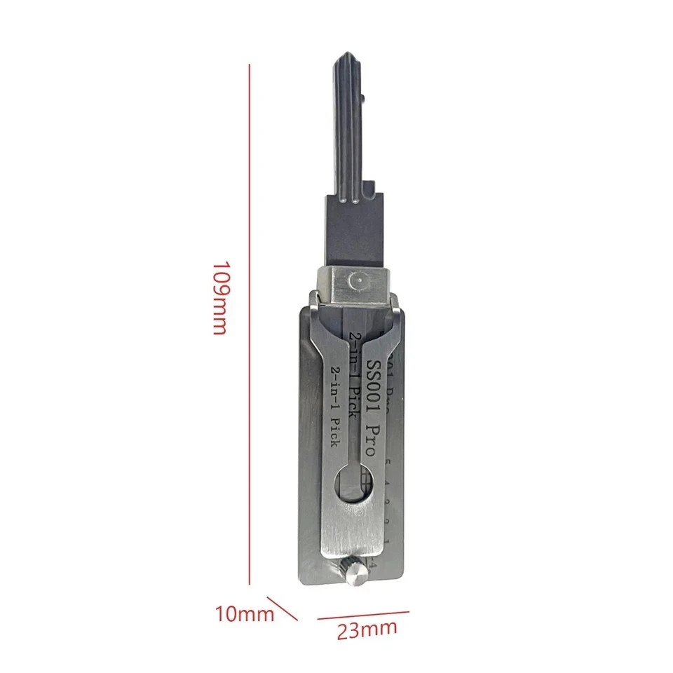 2-in-1 Stainless Steel Key Decoder Portable Precision Hook Pickup Hand Tool 1pcs
