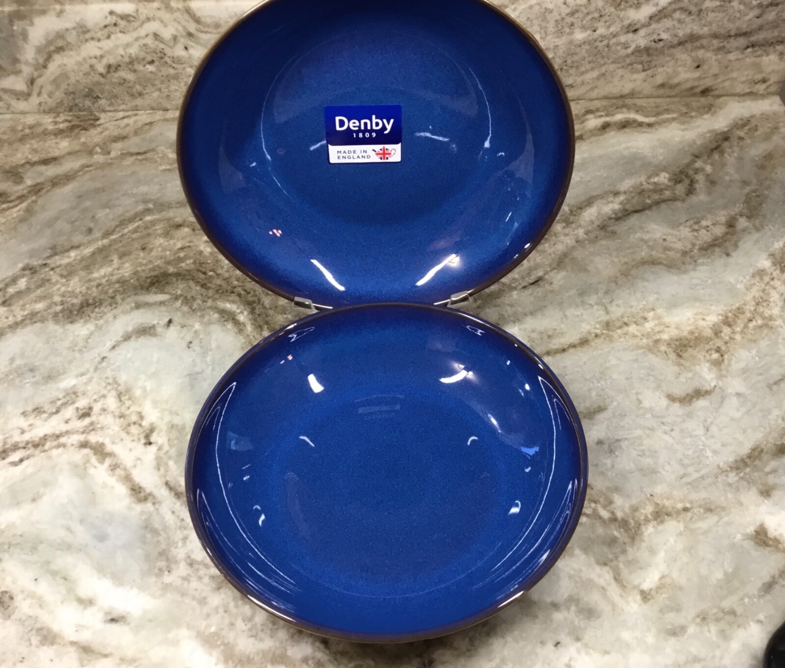 Large Pasta Bowls Denby Imperial Blue. Set Of 2 Made In England. New.