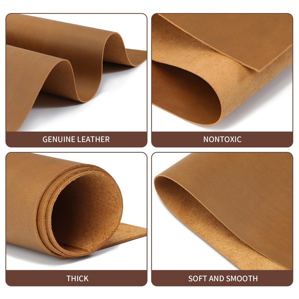 8"x12" Leather Sheets for Crafts Full Grain Leather Tooling Leather Square 2m...