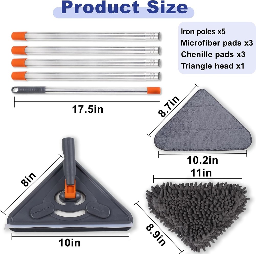 Versatile Wall Mop with Adjustable 79-Inch Handle for Easy High Cleaning