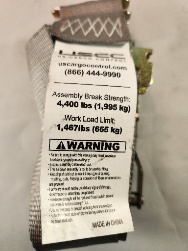 USCC US Cargo Control 2" x 16' Gray E Track Ratchet Straps