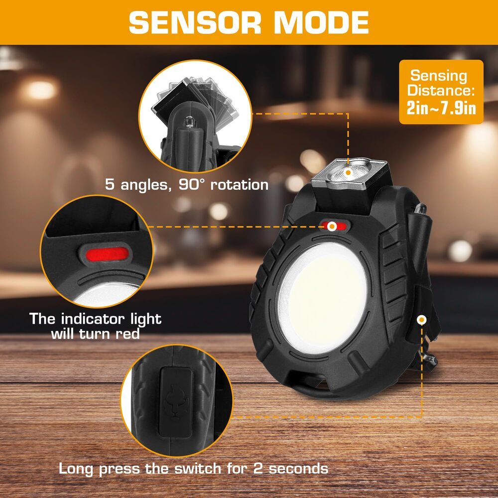 EverBrite 2 Pack Magnetic COB Keychain Work Light Rechargeable Flashlight 6 Mode