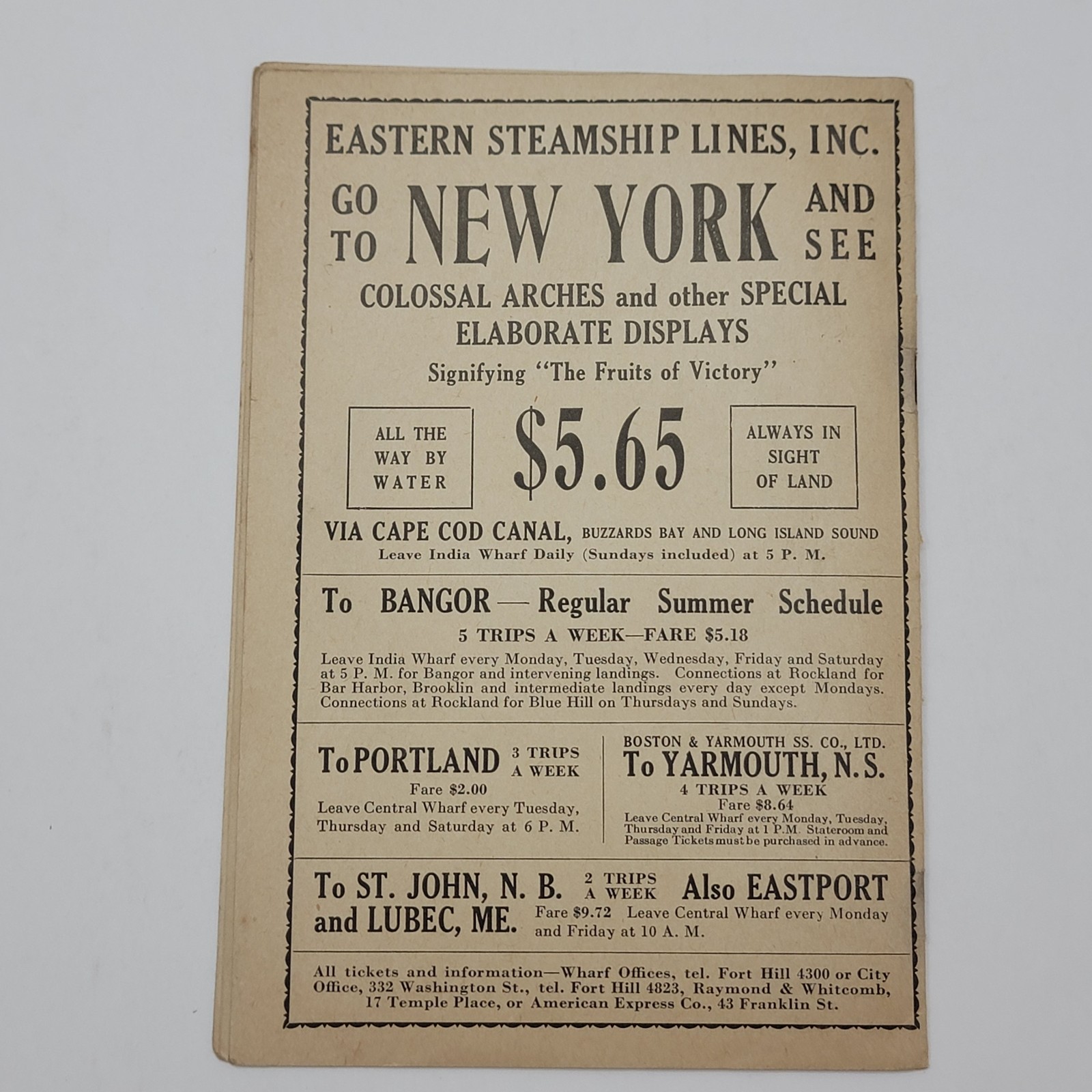 Antique Playbill Tremont Theatre Boston 1919 See-Saw theater play August 18