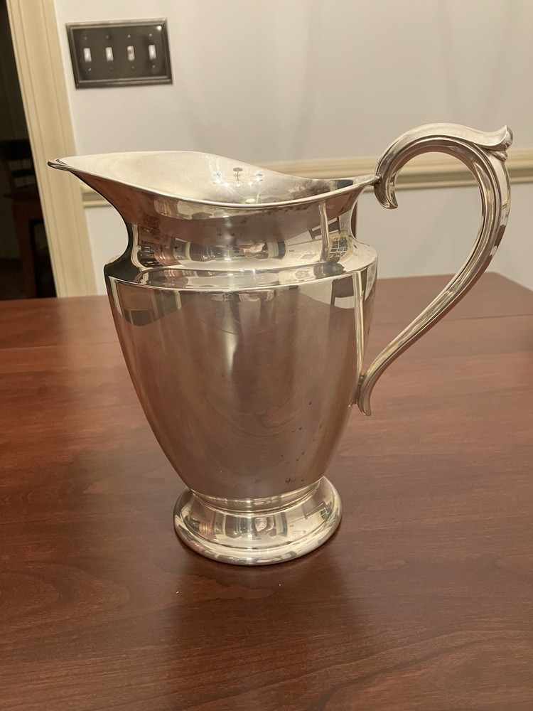 Silver Plate Water Pitcher 8” Unmarked