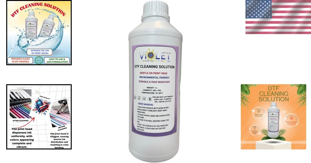 Improved DTF Cleaning Solution 1000ML - Restore Print Performance Effortlessly