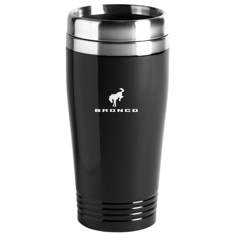 Ford Bronco Logo Black 16oz Stainless Steel Tumbler Travel Mug Official Licensed