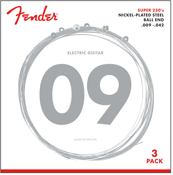 (PACK OF 3) Fender Super 250's Electric Guitar Strings - 250L, LIGHT,  9-42