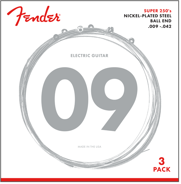 (PACK OF 3) Fender Super 250's Electric Guitar Strings - 250L, LIGHT, 9-42