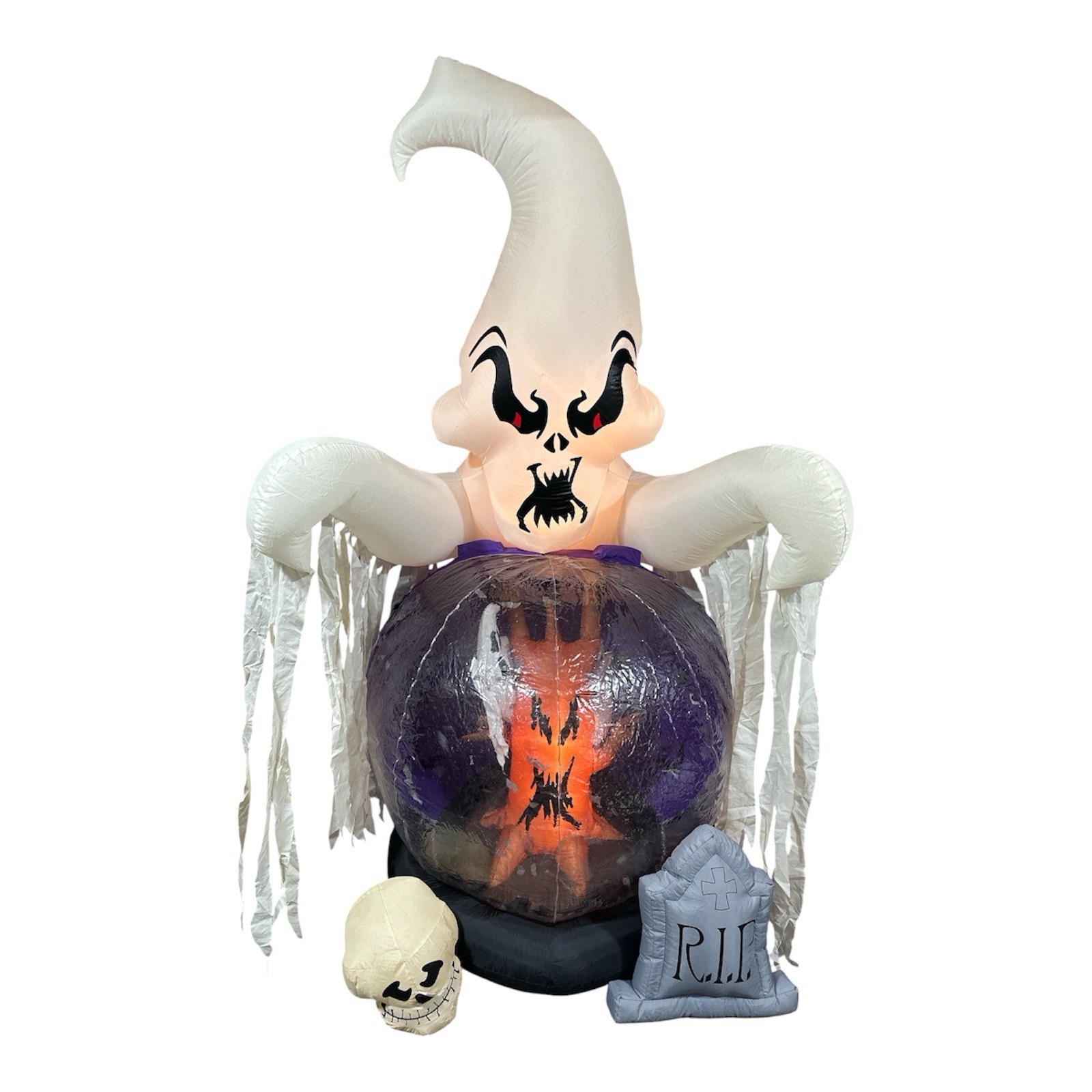 7 Feet Tall Inflatable Ghost Whirlwind Globe Flying Bat Skull Halloween Grave