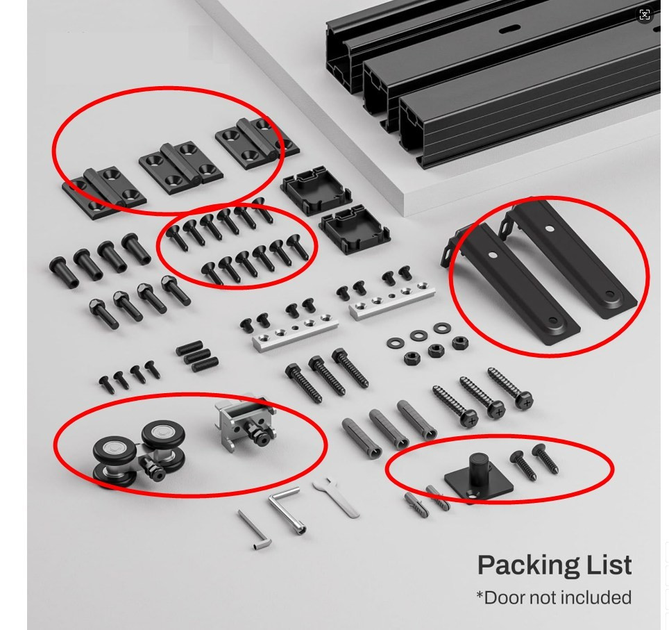 CCJH Box Rail Sliding Barn Door Hardware - only Roller & Accessory