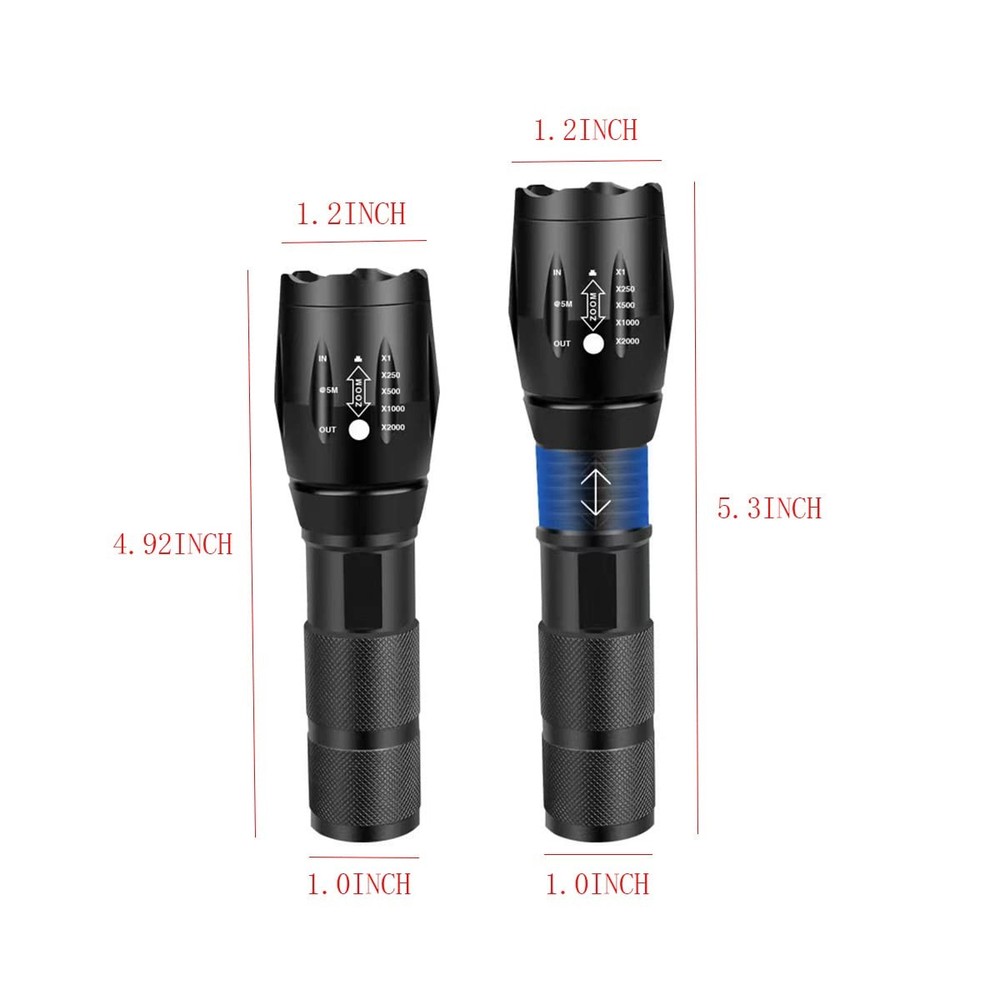 YZYOE Rechargeable Multi Function Flashlights 4 Color Lights, Black Light UV ...