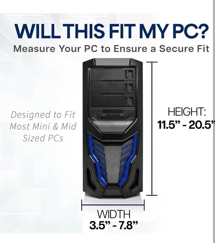 Adjustable Under Desk and Wall PC Mount, Computer Case CPU Holder MOUNT-PC01