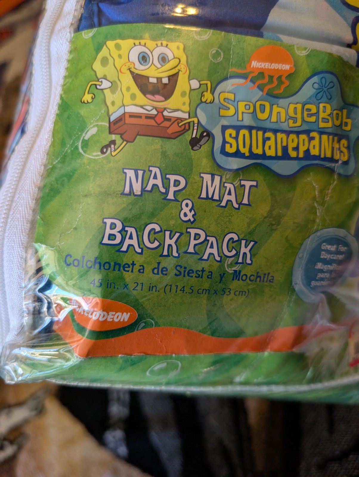 Vintage 2003 Nickelodeon Spongebob Squarepants Sleeping Bag Nap mat Backpack NEW