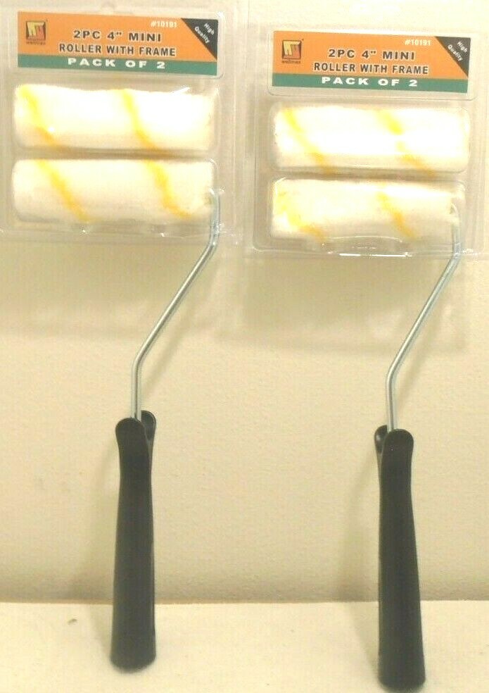 TWO 2PC. 4" INCH MINI PAINT ROLLER COVER WITH FRAME