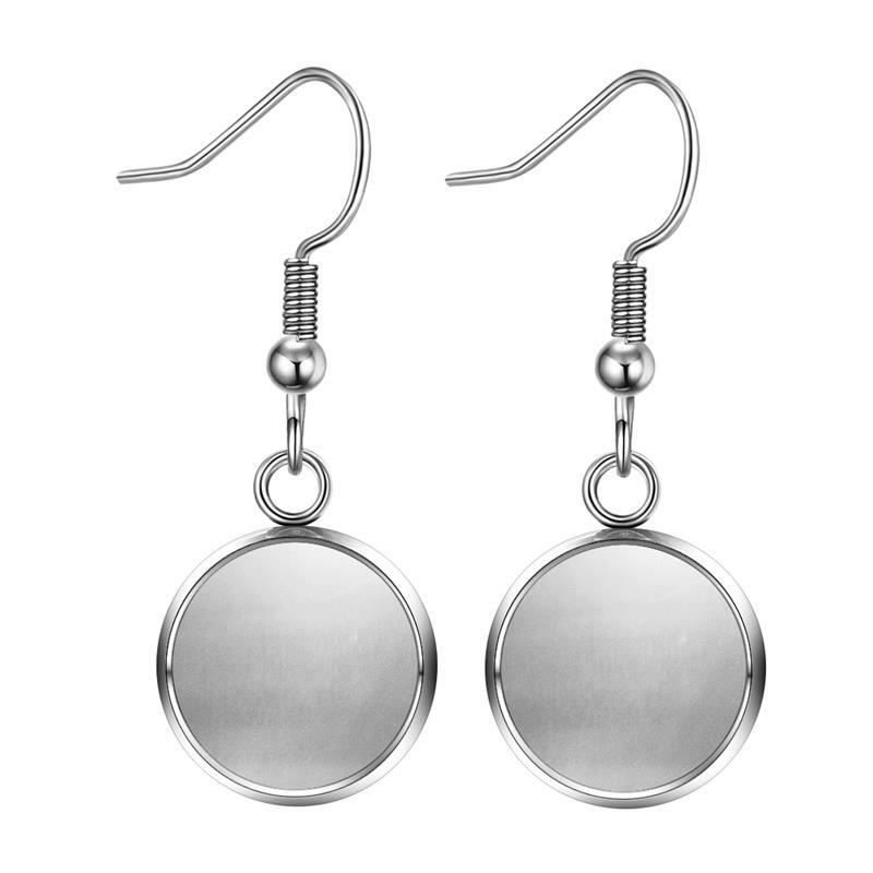 100xStainless Steel Ear Hooks Earring Base Setting Cabochon Flat Round Settings