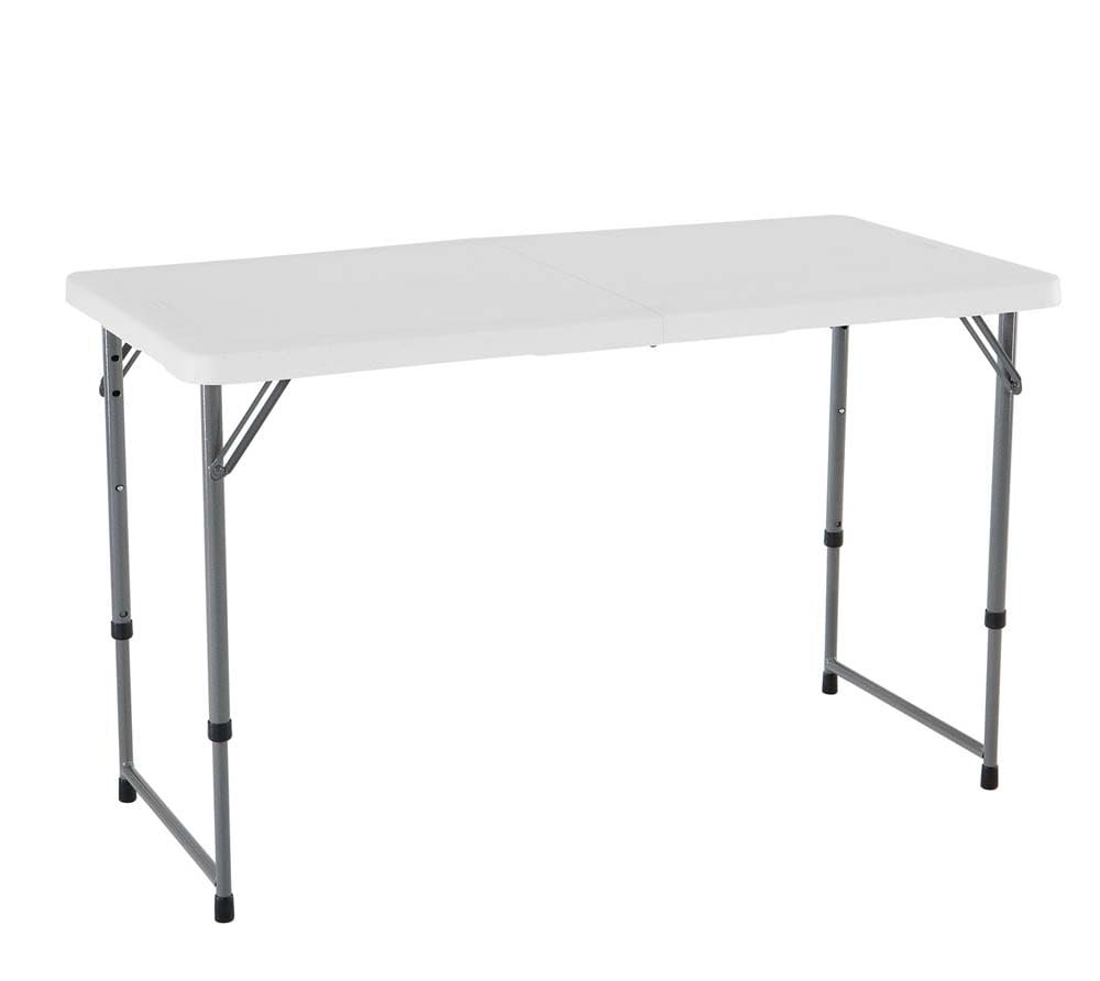 Fold-in-Half Adjustable Folding Table, 4 Foot
