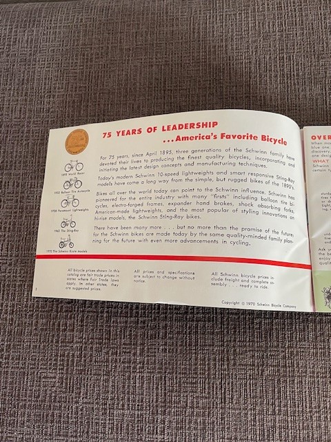 Schwinn Bicycle Diamond Jubilee Catalog 1970