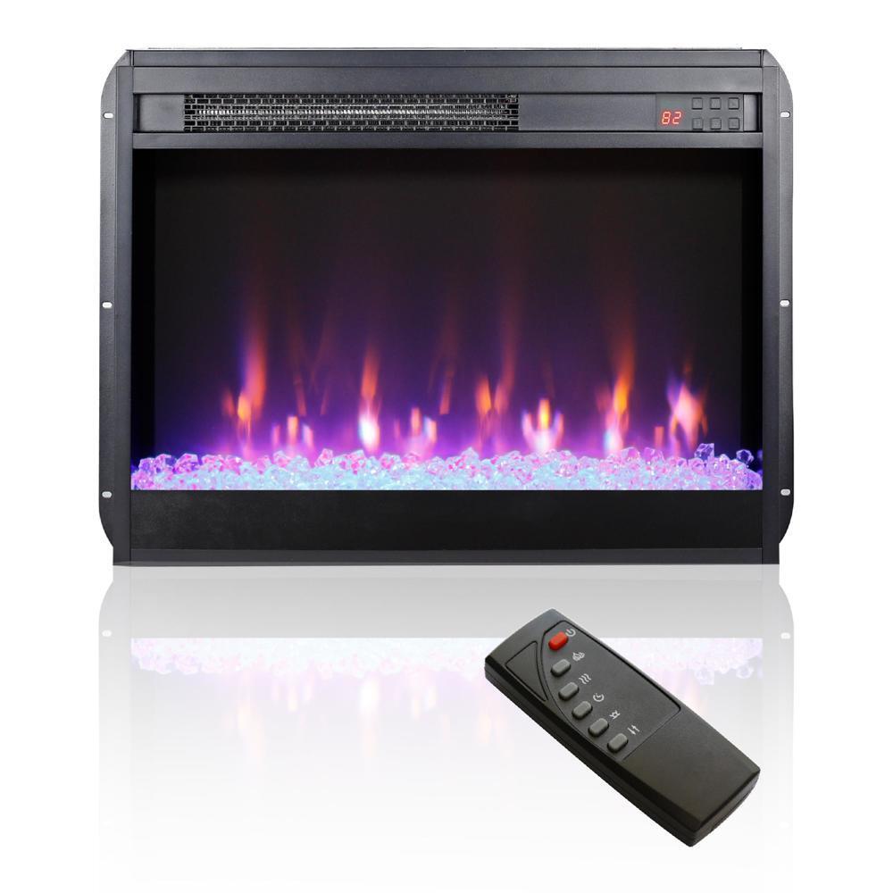 23''Electric Fireplace Insert with Crystal&Realistic Flame Remote Control w/Time