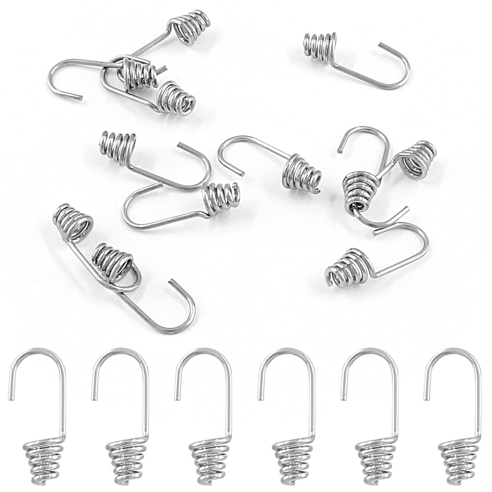 12pcs Silver Bungee Shock Cord Hook 0.12" / 3mm Plastic-Coated Wire Hooks End...