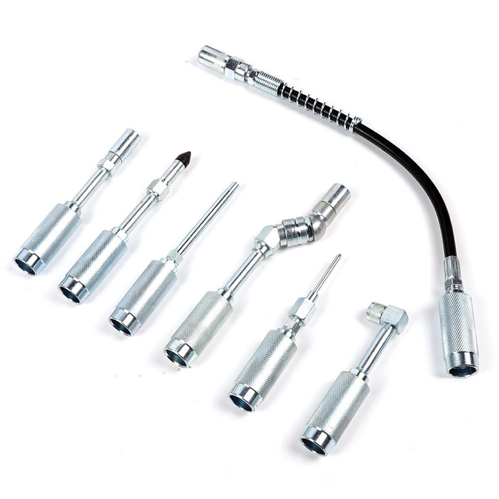 ?7 pcs Grease Gun Adapter Fitting Set Lubrication Hose Replacement Kit