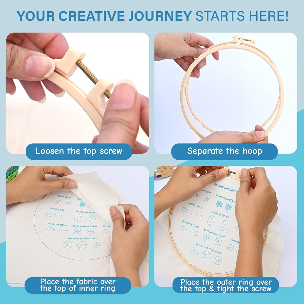 Beginner Embroidery Kit – Learn 28 Stitches Small, Practice Patterns