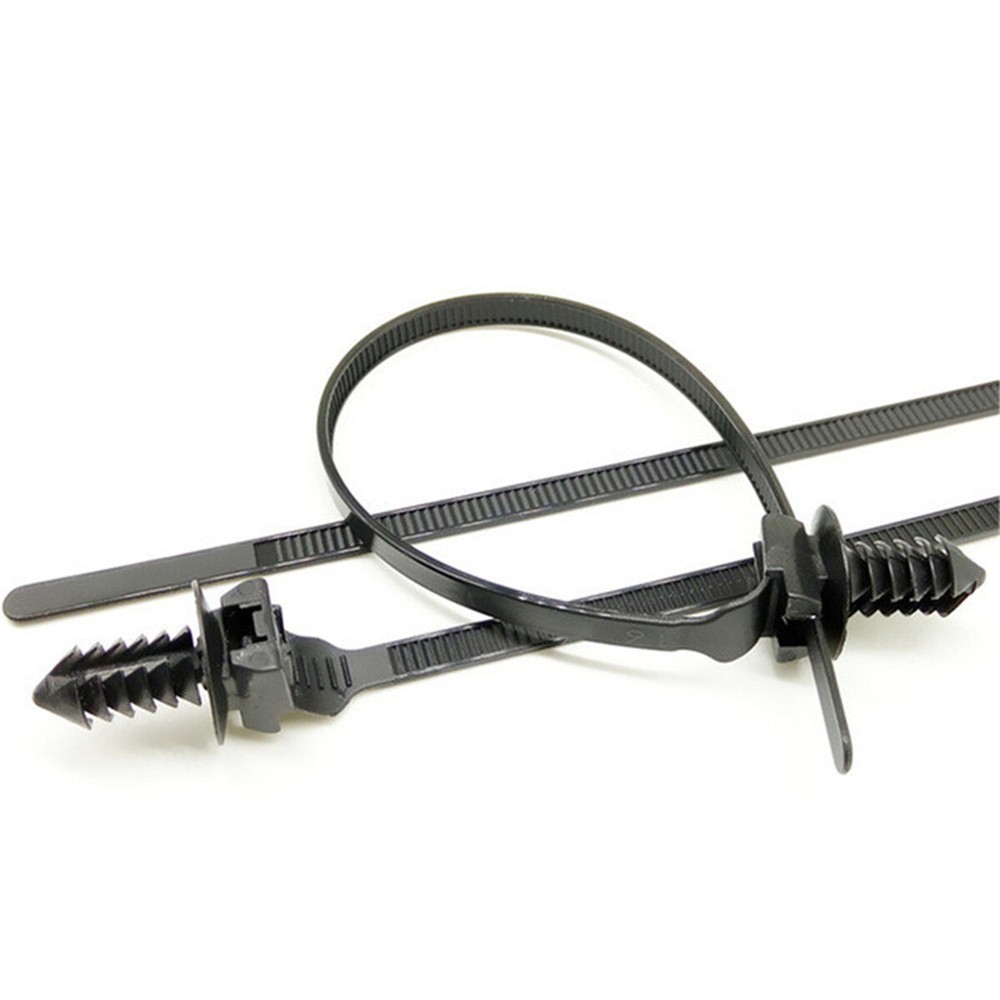 Car Mount Wire Tie Nylon Push Mount Cable Zip Tie Strap Fastener Bundle 50Pcs