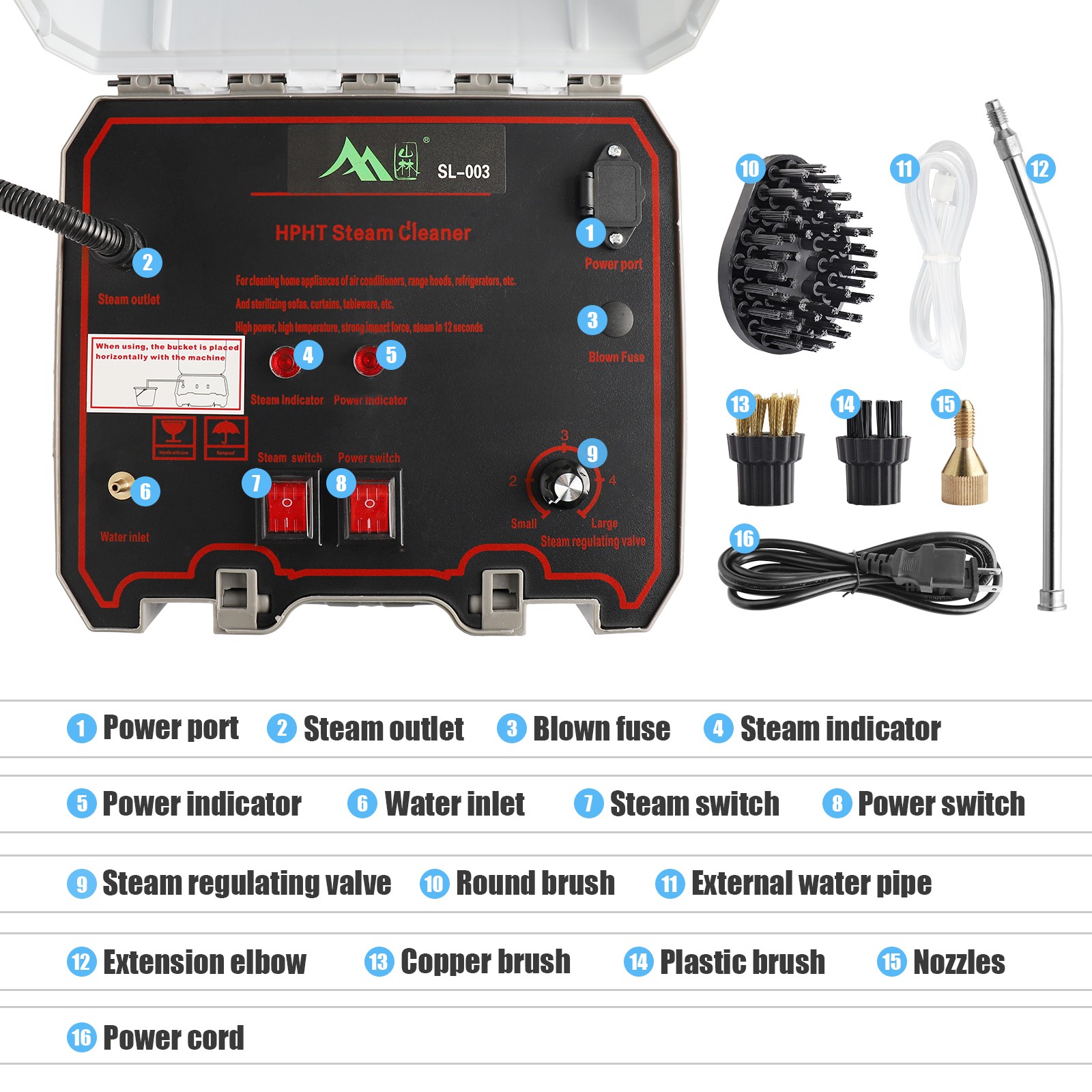 3500W Handheld Car Detailing Cleaning Machine High Temp Steam Cleaner Household