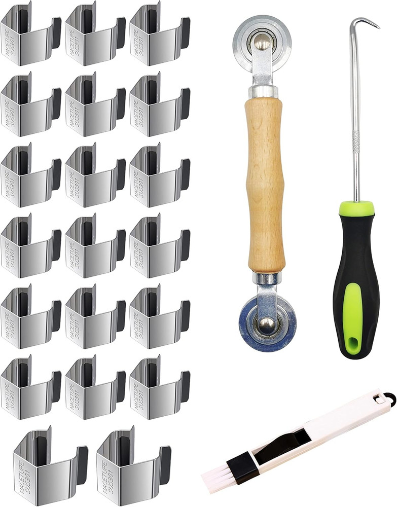 Screen Door Tool Kit - 20 Pieces Screen Installer Clips with Screen Rolling Tool