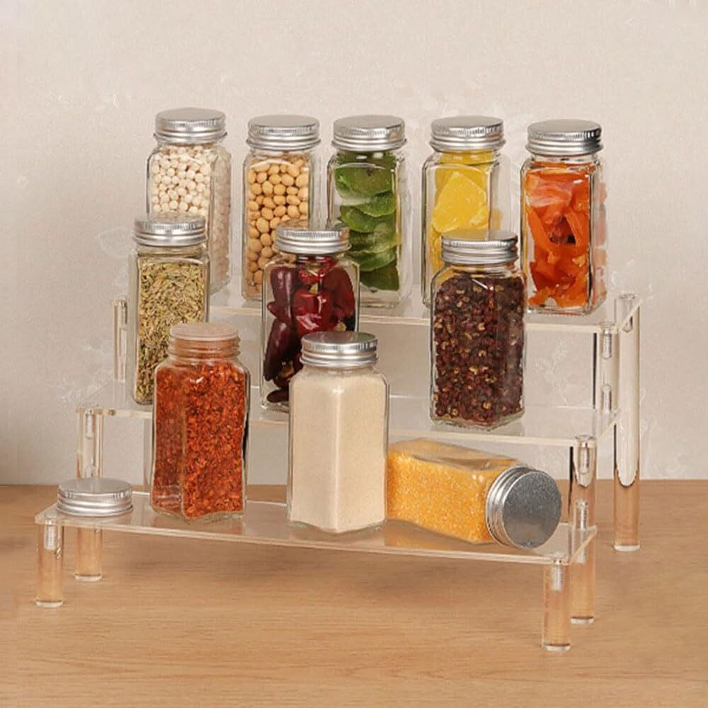 Acrylic Display Risers, 3 Tier Clear Perfume Organizer Stand, Large Shelf Riser
