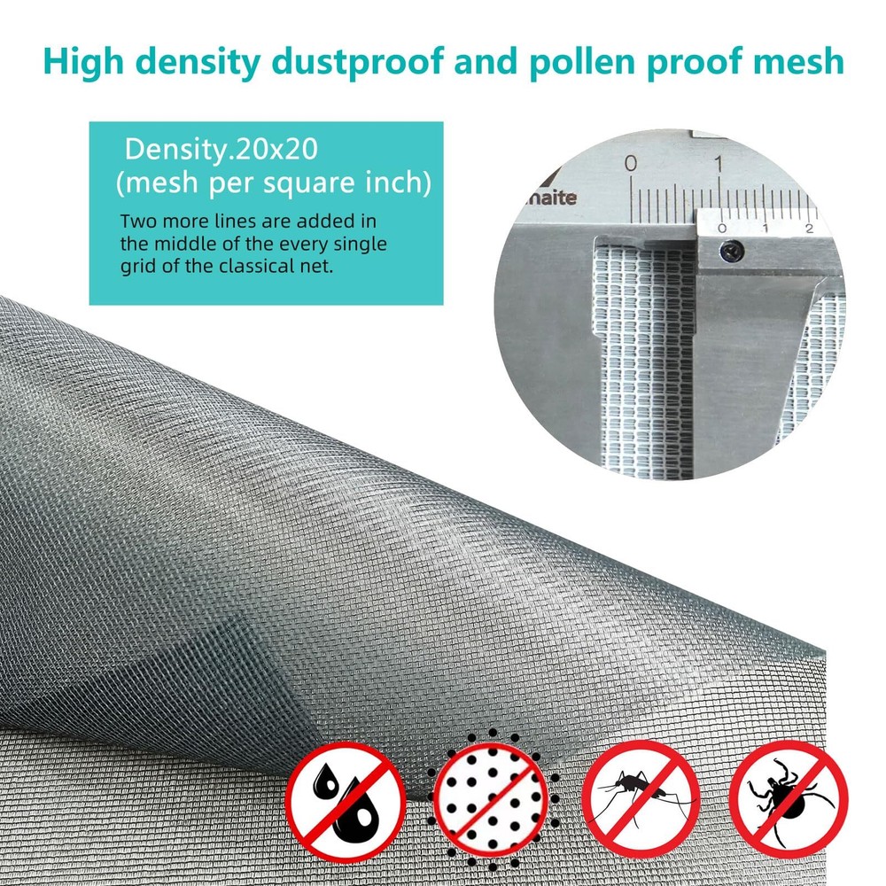 High-Density Dust & Pollen Proof Mesh – Replace Window & Door Screens 109"x37"