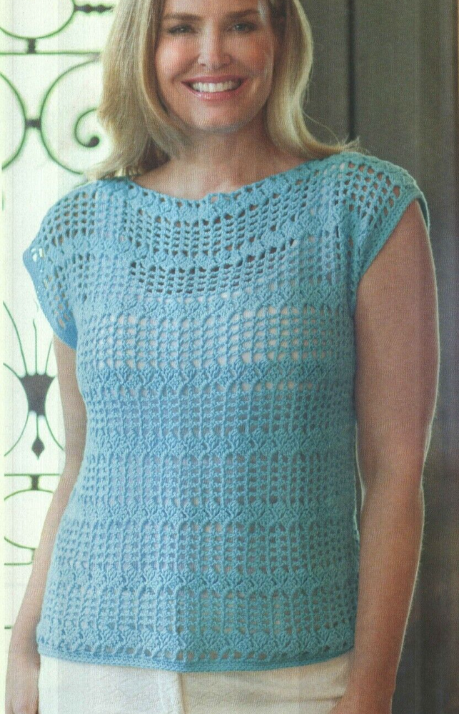 SPRING IN YOUR STEP TOPPER 6 SIZES WOMEN'S CROCHET PATTERN INSTRUCTIONS