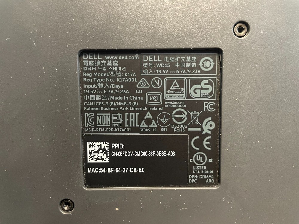 Dell Dock WD15 USB-C Docking Station