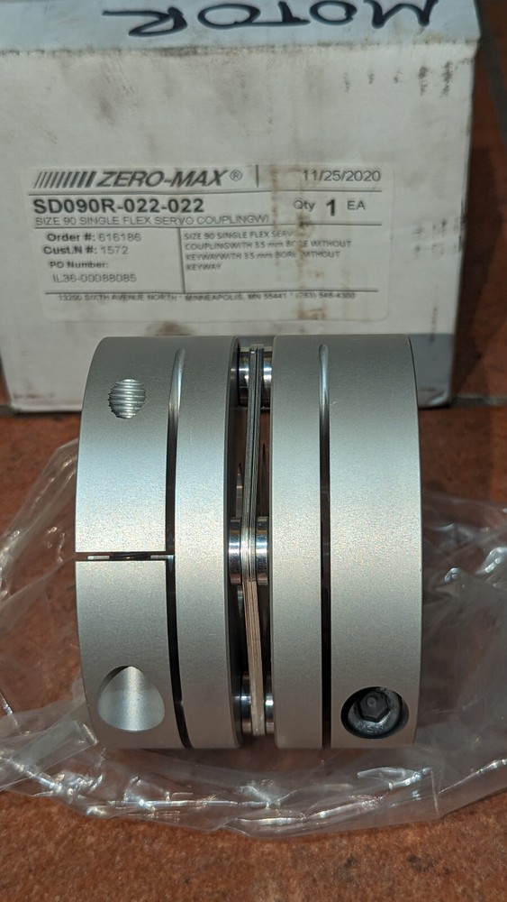 (1) Zero Max Size 90 Single Flex Servo Coupling SD090R-022-022