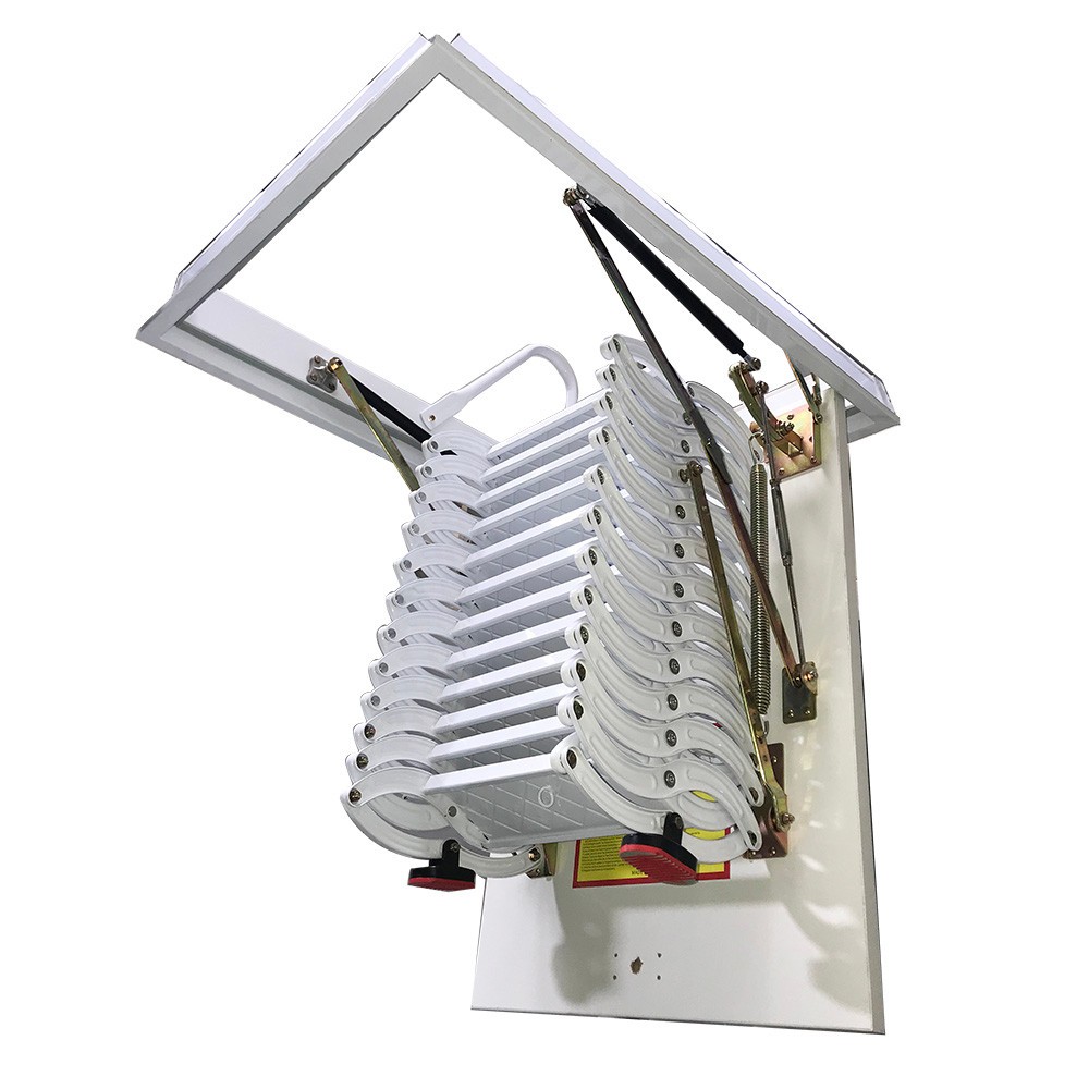 White Easy Pull Down Loft Ceiling Access Ladder Retractable Attic Ladder 9.84ft