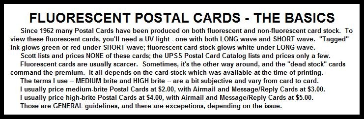 UXC15F - MINT AIRMAIL POSTAL CARD * FLUORESCENT