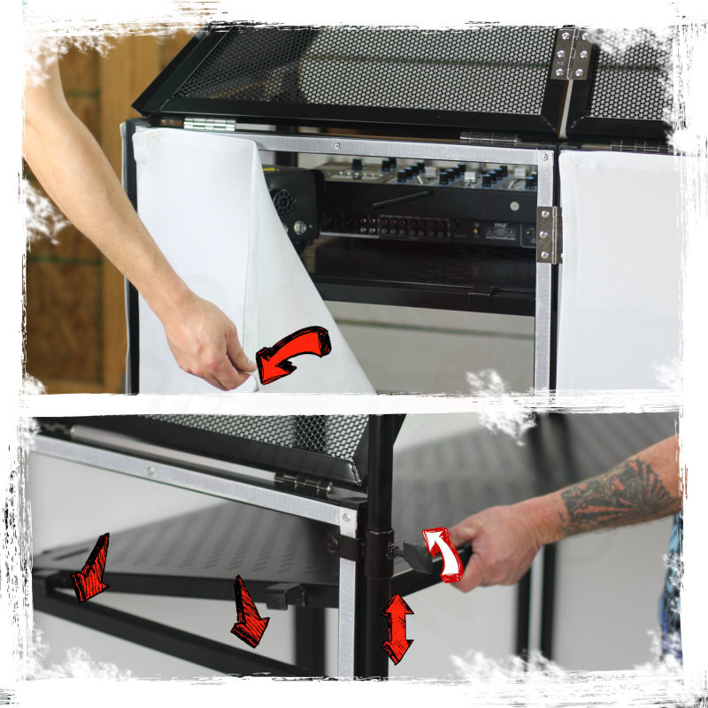 DJ Booth Table Lighting Truss Stand System - Foldable Panel Stage Platform Scrim