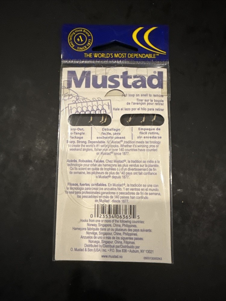 Mustad Snelled Hook Ref 353 Size 4 6 Lb Test Qty 6 Per Pack
