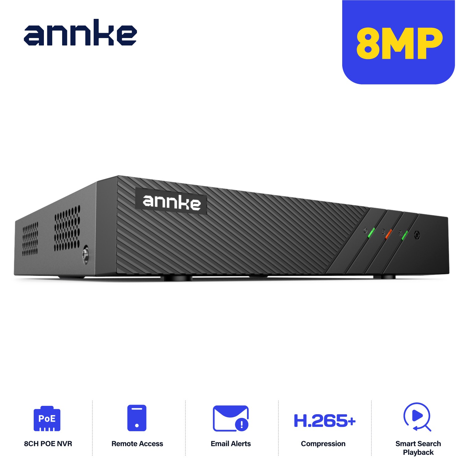 ANNKE 4K 8MP POE NVR IP Network Video Recorder H.265+ for Smart Security System