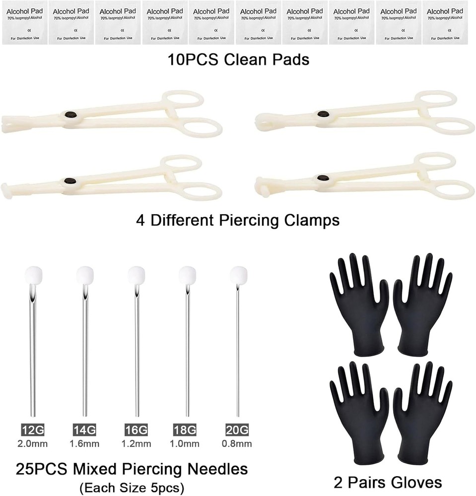 Piercing Kit - 43Pcs Autdor Professional Includes 25Pcs Mixed...
